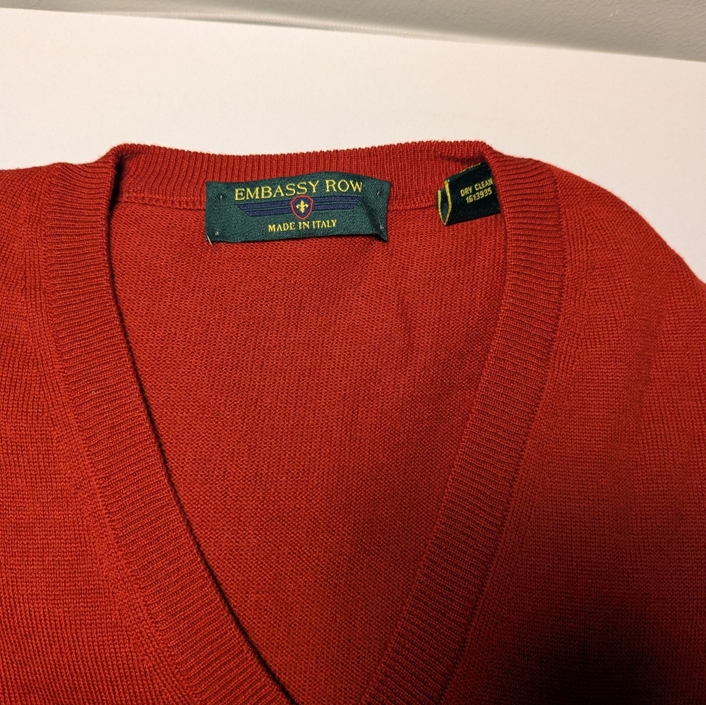 Embassy Row Red Vneck PURE WOOL from Italy